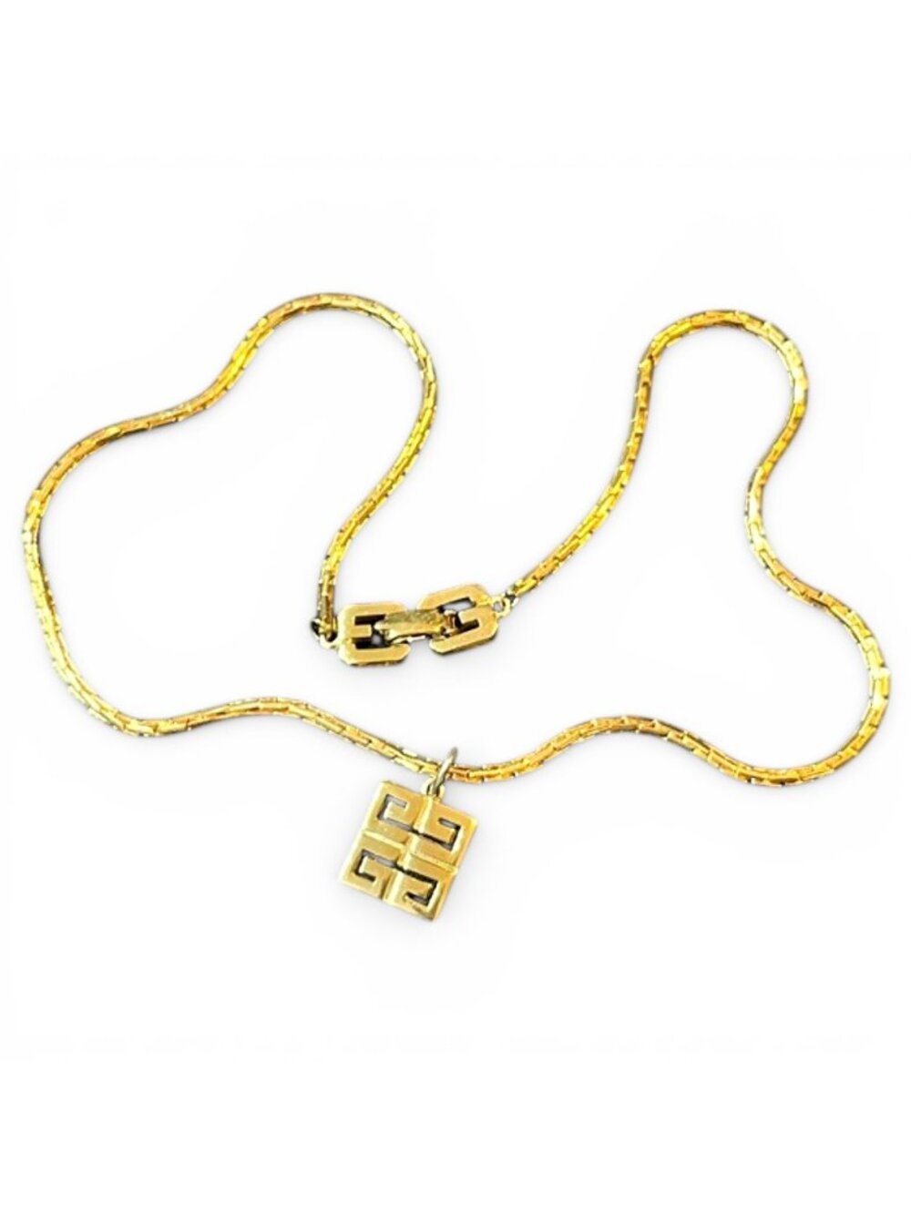 Authentic Vintage GIVENCHY Gold-Tone Geometric Pendant Necklace - Women Jewelry